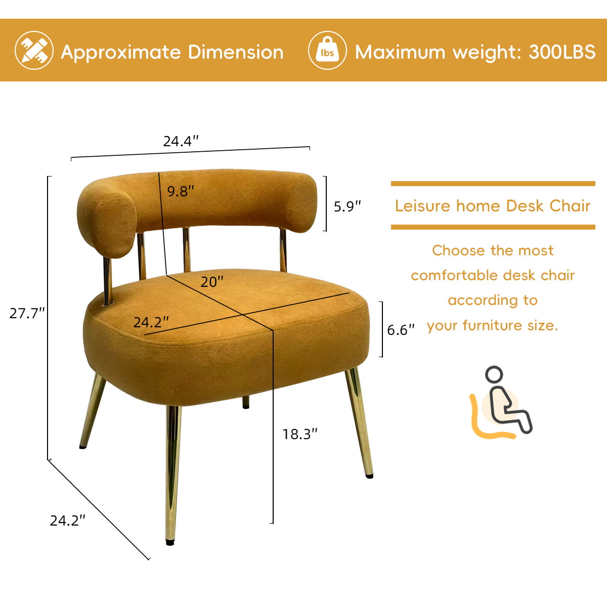 Golden Leg Velvet Barrel Accent Chair – Wide-Seat Mid-Century Modern Dining & Lounge Chair